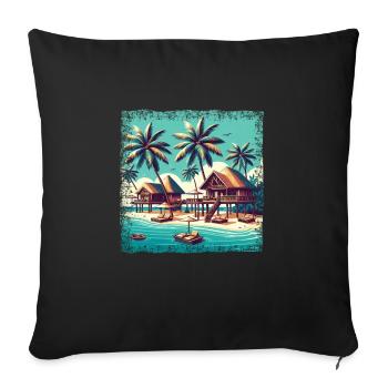 Reethi Beach Maldives Vacances Grunge - Housse de coussin décorative 45 x 45 cm - noir - Devant