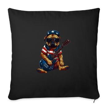 Guitariste carlin à bascule avec drapeau américain - - Housse de coussin décorative 45 x 45 cm - noir - Devant