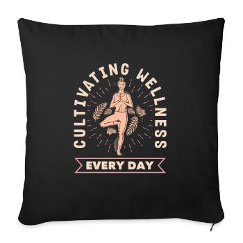 Cultiver le bien-être au quotidien Yoga inspirant - Housse de coussin décorative 45 x 45 cm - noir - Devant