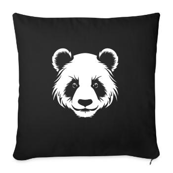 Panda Silhouette Kopf Portrait - Sofakissenbezug 45 x 45 cm - Schwarz - Vorne