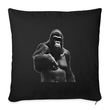 Roi de la jungle - Gorille - Housse de coussin décorative 45 x 45 cm - noir - Devant