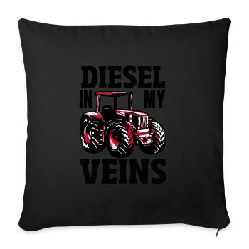 Tracteur Diesel dans mes veines - Housse de coussin décorative 45 x 45 cm - noir - Devant