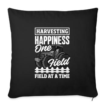 Récolter le bonheur, un champ à la fois Tracteur - Housse de coussin décorative 45 x 45 cm - noir - Devant