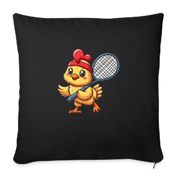 Tennis Chicken & Chicks: Club Spirit - Sofa pillowcase 17,3'' x 17,3'' (45 x 45 cm) - black - Front