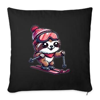 Sloth Skier Winter Vacation Fun - Sofa pillowcase 17,3'' x 17,3'' (45 x 45 cm) - black - Front