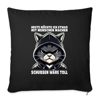 Shoving would be great sarcastic cat lover - Sofa pillowcase 17,3'' x 17,3'' (45 x 45 cm) - black - Front
