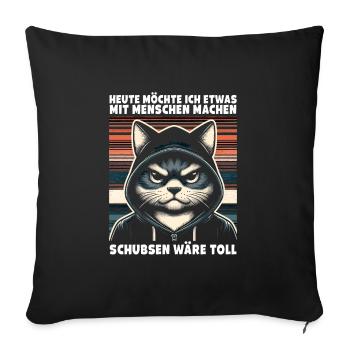Shoving would be great sarcastic cat lover - Sofa pillowcase 17,3'' x 17,3'' (45 x 45 cm) - black - Front