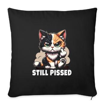 Amant de chat sarcastique et énervé silencieux - Housse de coussin décorative 45 x 45 cm - noir - Devant