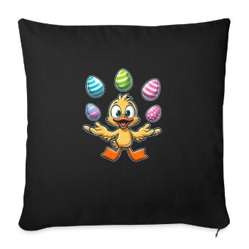 Süße Comic Ente Jongliert mit drei Ostereiern - Sofakissenbezug 45 x 45 cm - Schwarz - Vorne