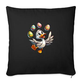 Oster ente Jongliert Eier, Artistischer Erpel - Sofakissenbezug 45 x 45 cm - Schwarz - Vorne