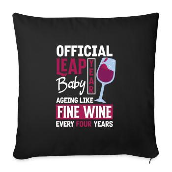 Anniversaire officiel du vin fin de bébé de l’année bissextile - Housse de coussin décorative 45 x 45 cm - noir - Devant