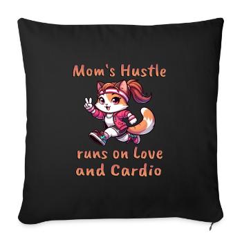 Cat Mother rMother's Day Running Marathon "Love & - Sofa pillowcase 17,3'' x 17,3'' (45 x 45 cm) - black - Front