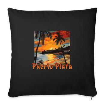 Puerto Plata République Dominicaine Vacances Plage - Housse de coussin décorative 45 x 45 cm - noir - Devant