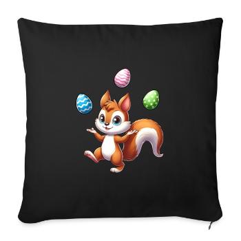 Easter Egg Juggling Squirrel Comic Design - Sofa pillowcase 17,3'' x 17,3'' (45 x 45 cm) - black - Front