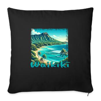Waikiki Beach: Nature, Diving & Grunge Flair - Sofa pillowcase 17,3'' x 17,3'' (45 x 45 cm) - black - Front