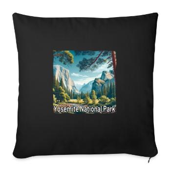 Yosemite : une nature sauvage de style grunge - Housse de coussin décorative 45 x 45 cm - noir - Devant