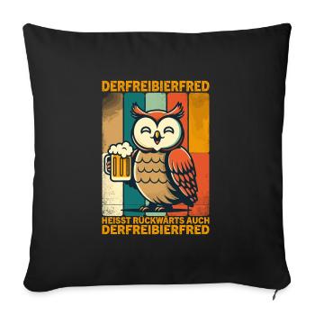 La bière gratuite Fred s’appelle à l’envers, aussi la - Housse de coussin décorative 45 x 45 cm - noir - Devant