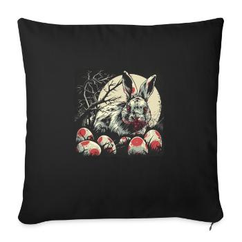 Lapin de Pâques zombie effrayant - Housse de coussin décorative 45 x 45 cm - noir - Devant