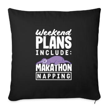 Marathon Sieste Week-end paresseux Humour - Housse de coussin décorative 45 x 45 cm - noir - Devant