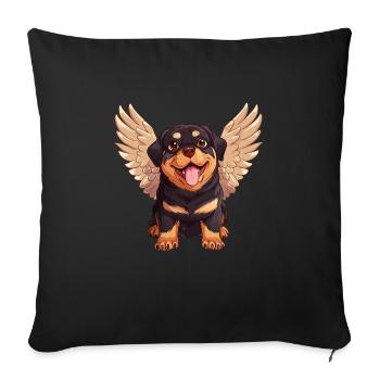Rottweiler Angel Cute Cartoon - Sofa pillowcase 17,3'' x 17,3'' (45 x 45 cm) - black - Front