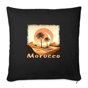 Marokko Sahara Sonnenuntergang mit Palme - Sofakissenbezug 45 x 45 cm - Schwarz - Vorne