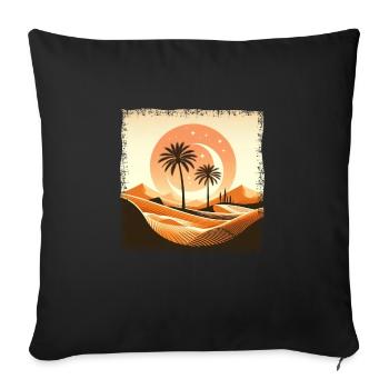 Sahara Wüste & Palme bei Sonnenuntergang - Sofakissenbezug 45 x 45 cm - Schwarz - Vorne