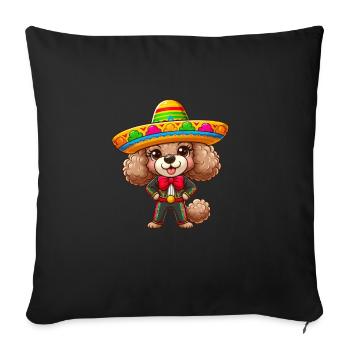 Pudel Feiert Cinco de Mayo in Mexiko - Sofakissenbezug 45 x 45 cm - Schwarz - Vorne