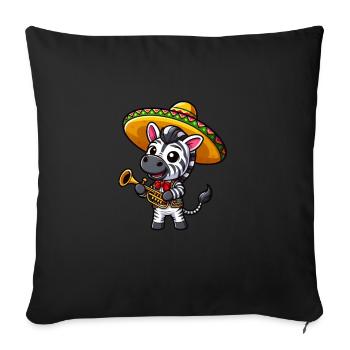 Cinco de Mayo Zebra: Trumpeter in Black and White - Sofa pillowcase 17,3'' x 17,3'' (45 x 45 cm) - black - Front