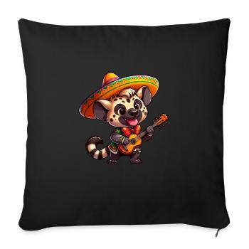 Cinco de Mayo Hyène Girafe Mariachi - Housse de coussin décorative 45 x 45 cm - noir - Devant