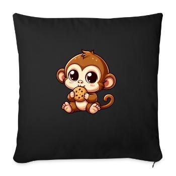 Un singe chimpanzé grignote des biscuits - Housse de coussin décorative 45 x 45 cm - noir - Devant