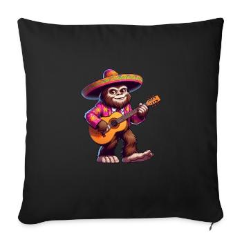Cinco de Mayo Bigfoot Guitariste Mariachi - Housse de coussin décorative 45 x 45 cm - noir - Devant