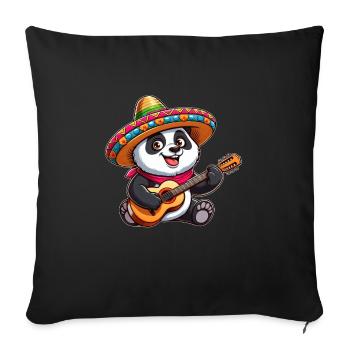 Cinco de Mayo Panda : mariachi avec guitare - Housse de coussin décorative 45 x 45 cm - noir - Devant