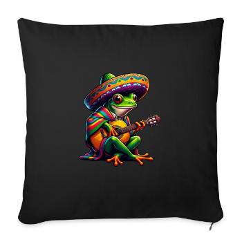 Cinco de Mayo Frog Mariachi Guitar - Sofa pillowcase 17,3'' x 17,3'' (45 x 45 cm) - black - Front