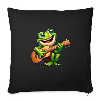Mignon Grenouille Guitariste Musique - Housse de coussin décorative 45 x 45 cm - noir - Devant