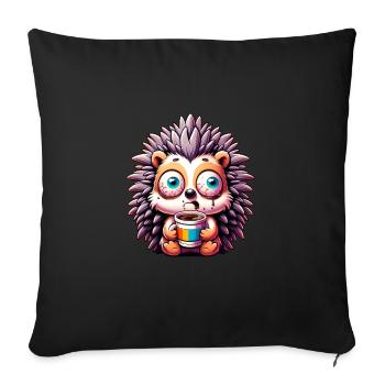 Hedgehog with Coffee Caffeine Shock - Sofa pillowcase 17,3'' x 17,3'' (45 x 45 cm) - black - Front