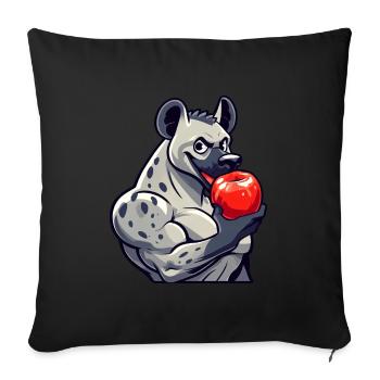 Hyäne genießt Apfel nach Fitness - Sofakissenbezug 45 x 45 cm - Schwarz - Vorne