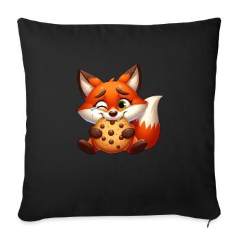Rotfuchs Cookie Süßigkeit Nachtisch Keks - Sofakissenbezug 45 x 45 cm - Schwarz - Vorne