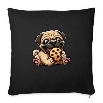 Pug Cookie Sweet Dessert Biscuit - Sofa pillowcase 17,3'' x 17,3'' (45 x 45 cm) - black - Front