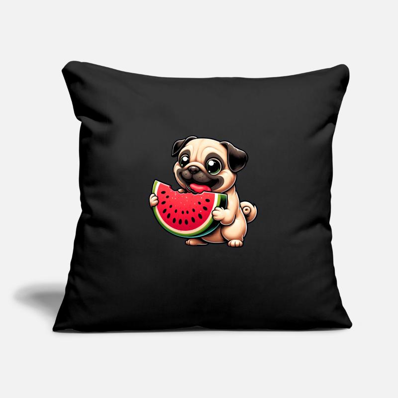 Mops mit Wassermelone Cartoon Sofakissenbezug 45 x 45 cm