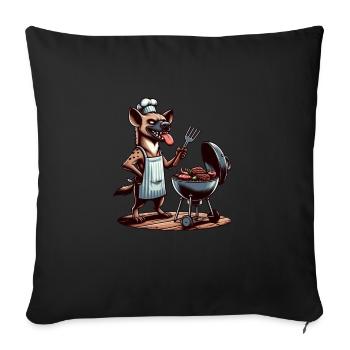 Hyena as a barbecue chef in summer - Sofa pillowcase 17,3'' x 17,3'' (45 x 45 cm) - black - Front
