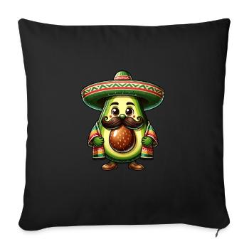 Avocat Cinco de Mayo avec moustache - Housse de coussin décorative 45 x 45 cm - noir - Devant