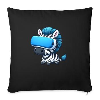 Zebra VR-Gamer: Digitales Abenteuer - Sofakissenbezug 45 x 45 cm - Schwarz - Vorne