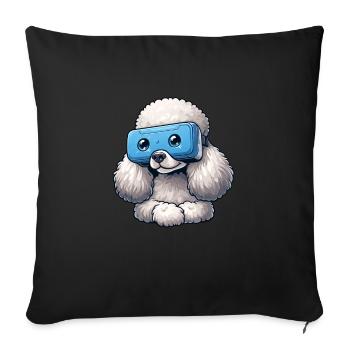 Poodle VR Gamers : Explorateurs de mondes virtuels - Housse de coussin décorative 45 x 45 cm - noir - Devant