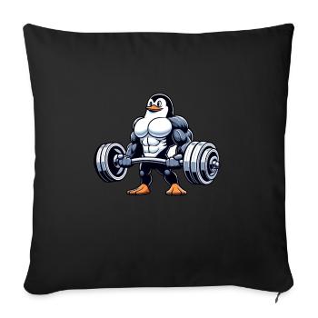 Pinguin Krafttraining mit Hantel - Sofakissenbezug 45 x 45 cm - Schwarz - Vorne