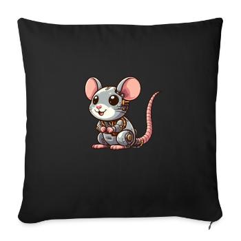 Robot Rat & Cyborg Mouse Design - Sofa pillowcase 17,3'' x 17,3'' (45 x 45 cm) - black - Front