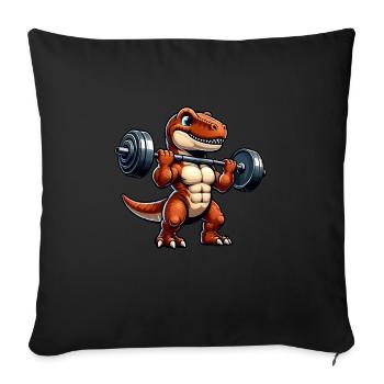 T-Rex haltère d’entraînement Fitness Motif - Housse de coussin décorative 45 x 45 cm - noir - Devant