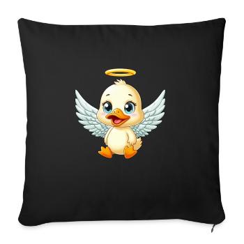 Süße Ente Engelchen mit Flügeln - Sofakissenbezug 45 x 45 cm - Schwarz - Vorne
