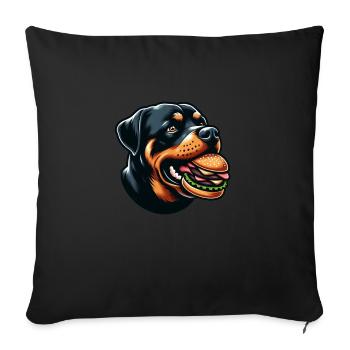 Dog Rottweiler Hamburger Cheeseburger Fast Food - Sofa pillowcase 17,3'' x 17,3'' (45 x 45 cm) - black - Front