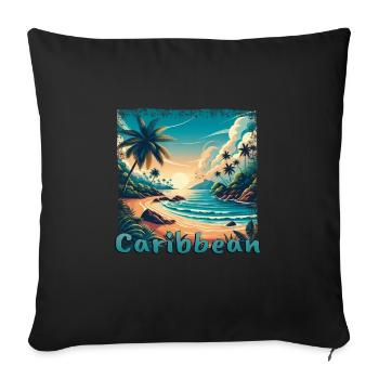 Karibischer Urlaub am Strand Amerika im Grunge-Sti - Sofakissenbezug 45 x 45 cm - Schwarz - Vorne
