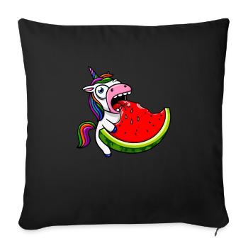 Unicorn Melon Cute Comic Crazy Funny - Sofa pillowcase 17,3'' x 17,3'' (45 x 45 cm) - black - Front